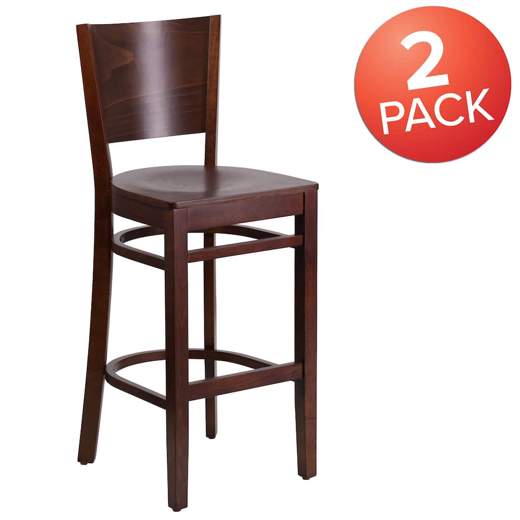 2 Pk. Lacey Series Solid Back Wooden Restaurant Barstool - 16.75"W x 18"D x 43.5"H - 16.75"W x 18"D x 43.5"H