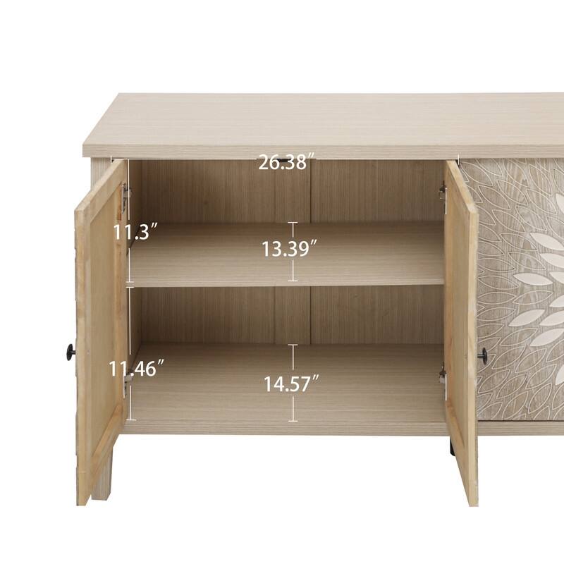 Sideboard Buffet Cabinet, Storage Cabinet with Storage,Modern Storage Cabinet with 4 Doors & Adjustable Shelves for Living Room