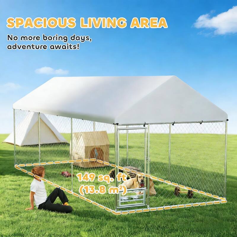 Outdoor Dog Kennel, 19.7' x 7.5' x 7.5'