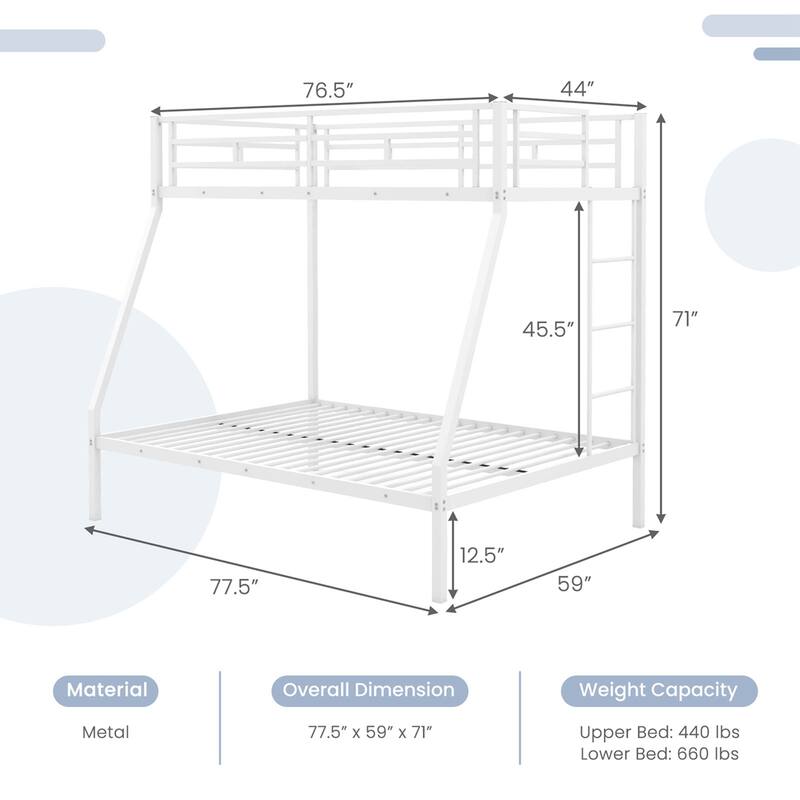 Costway Twin Over Full Metal Bunk Bed with Integrated Ladder - See Details