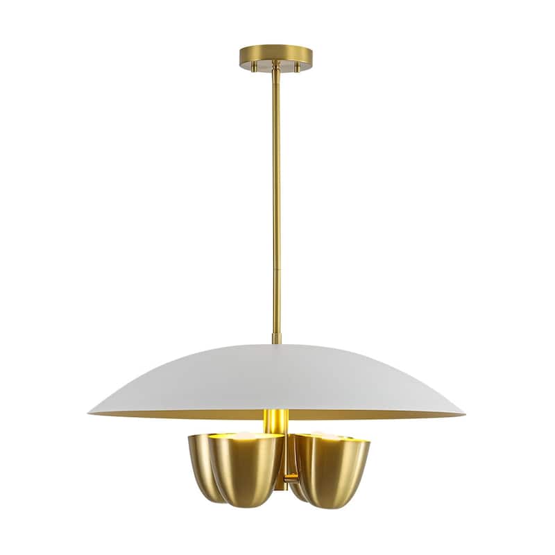 Mid-Century Modern 4-Light Flat Dome Pendant Chandelier