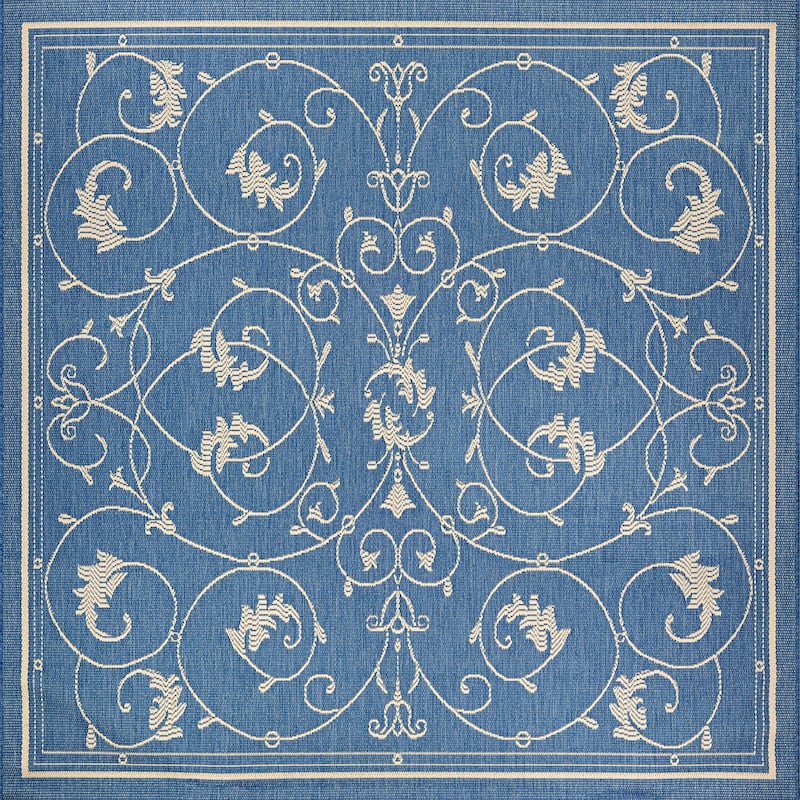 Dream Decor Rugs Pergola Savannah Indoor Outdoor Area Rug - 7'6" Square - Light Blue