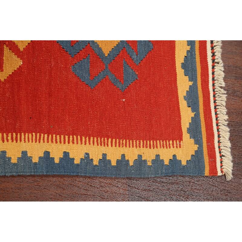 Tribal Kilim Shiraz Persian Wool Area Rug Flat-weave Bedroom Carpet - 2'8" x 4'6"