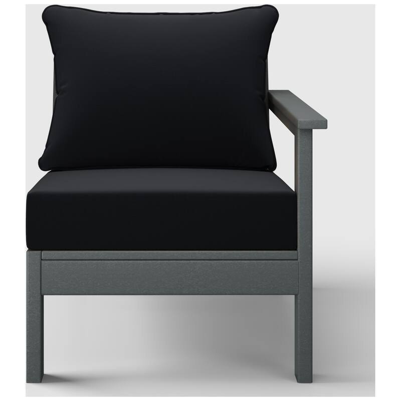 Birchwood All Weather HDPE Outdoor Patio Deep Seating Gray Right Arm Facing Chair With Cushions (1-Piece)