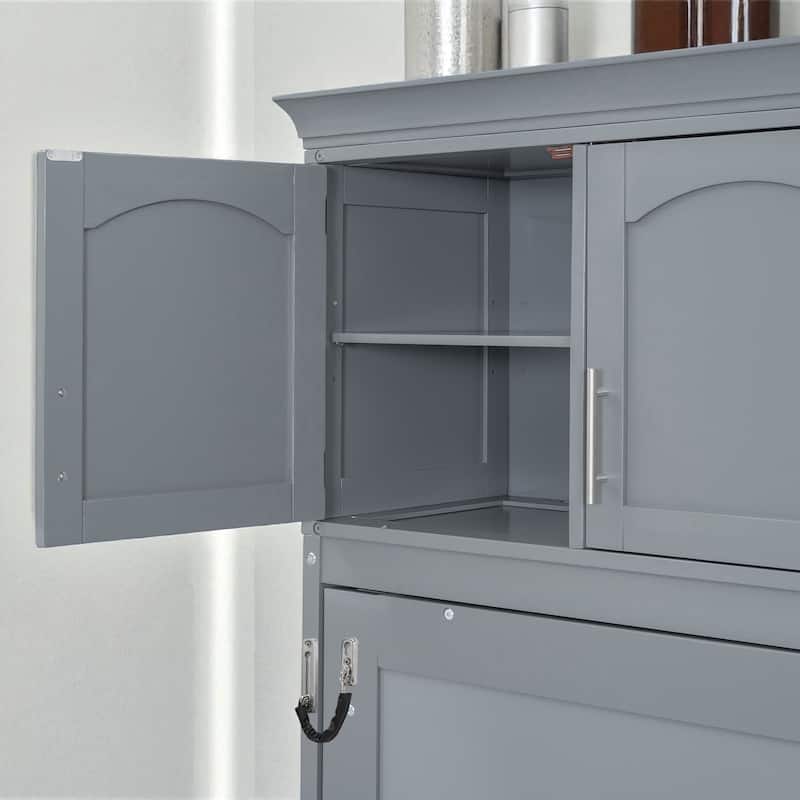 Queen Size Murphy Wall Bed with Top Cabinets, Space Saving Cabinet Bed with Storage, No Box Spring Needed
