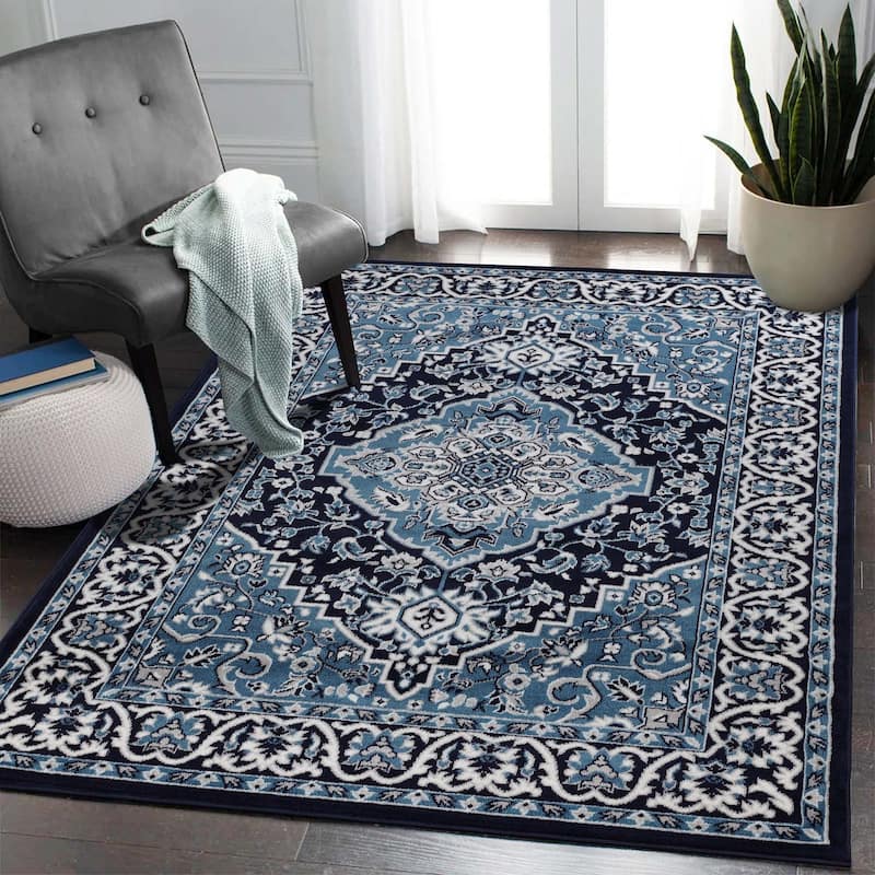 Superior Glendale Floral Medallion Indoor Area Rug - 3' x 5' - Blue