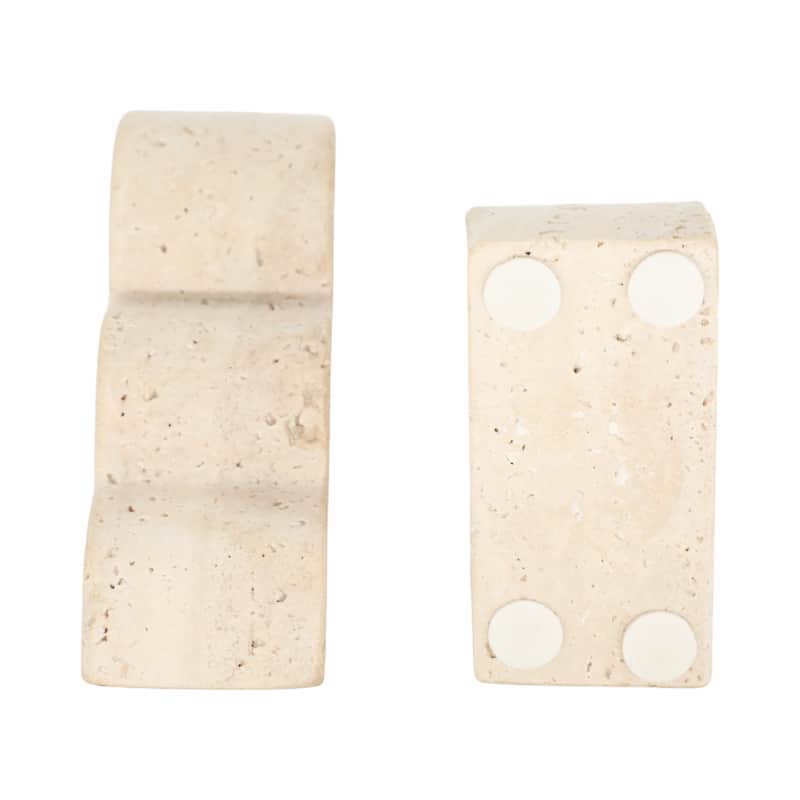 Travertine Modern Cloud Shape Bookends Set - Tan, 5" - 5.25"
