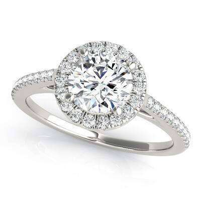 Auriya 14k-White Gold Lab Grown Round Diamond Halo Engagement Ring 0.50 to 5.00 ct. tw. (F-G VS)