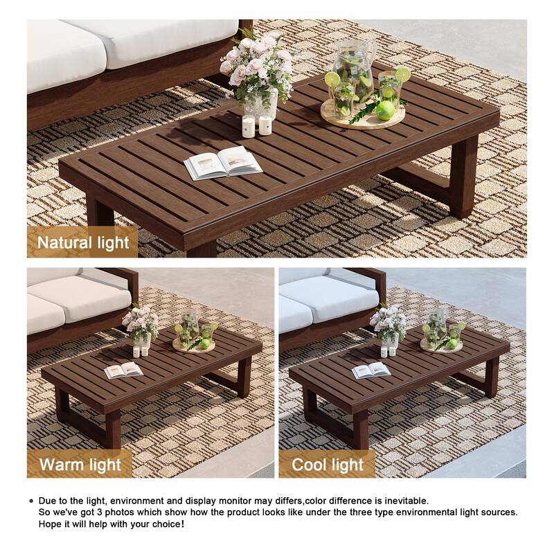 Rectangular Teak Wood Outdoor Patio Coffee Table