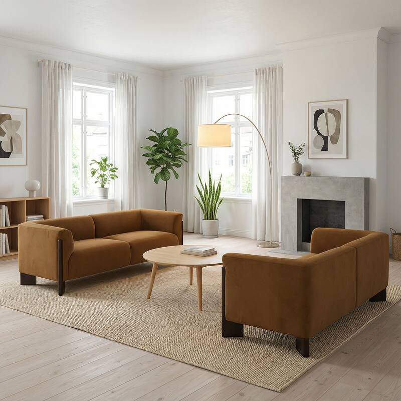 81 inch Wide Nordic Oversized Loveseat Sofa Set of 2