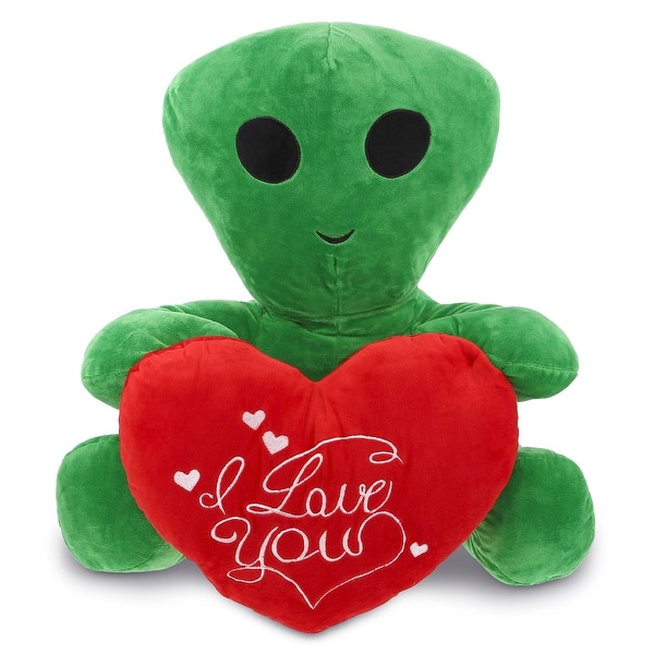 DolliBu I LOVE YOU Alien XL Plush – Cute Alien Stuffed Animal with Red ...