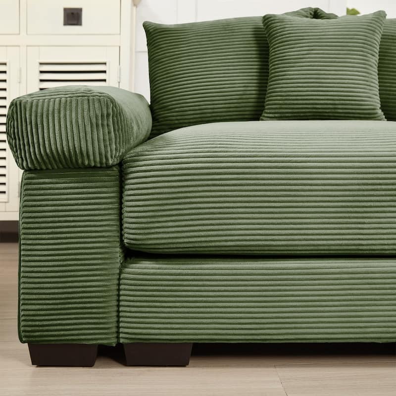 129.9" Oversized Modular Corduroy Cloud Sectional Sofa Set with Ottomans