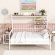 preview thumbnail 19 of 34, Metal Daybed with Movable Desk, Metal Slat Support Bed Frame Metal Grid, Shelves and Clothes Hanger White - Full