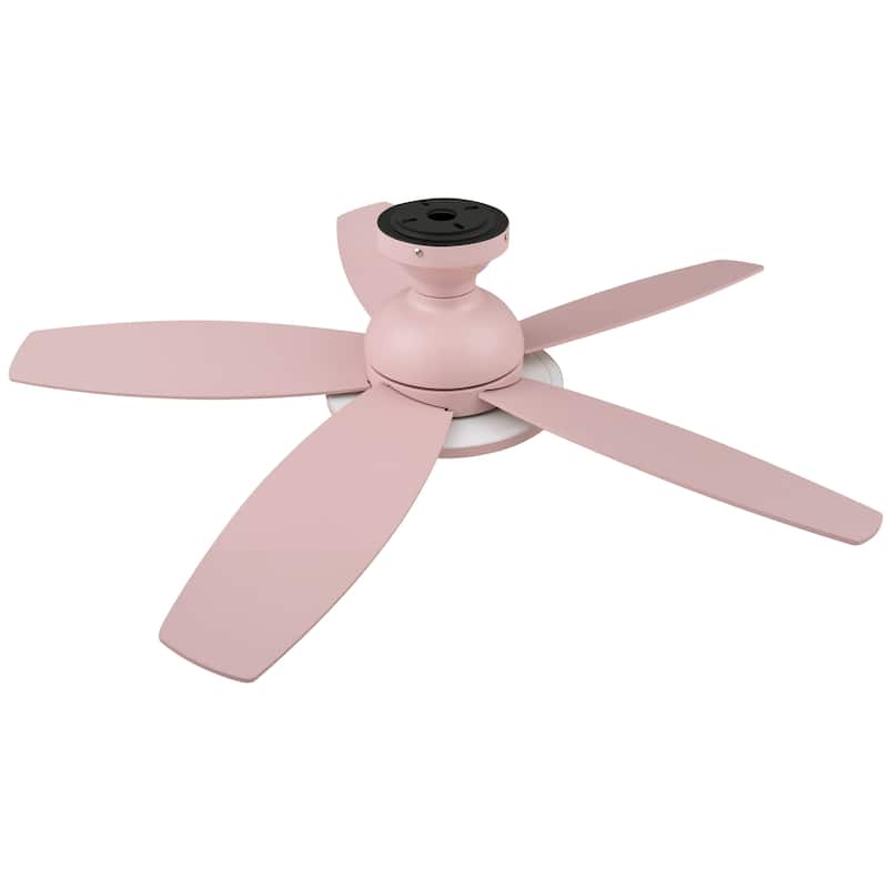5 - Blade Low Profile Flush Mount Modern Ceiling Fan with LED Light and Remote