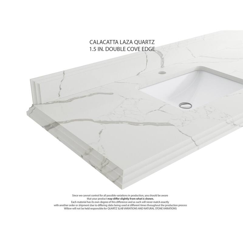 Willow Collections 36 x 22 Charlotte D Right Offset Sink Bathroom Vanity with Countertop