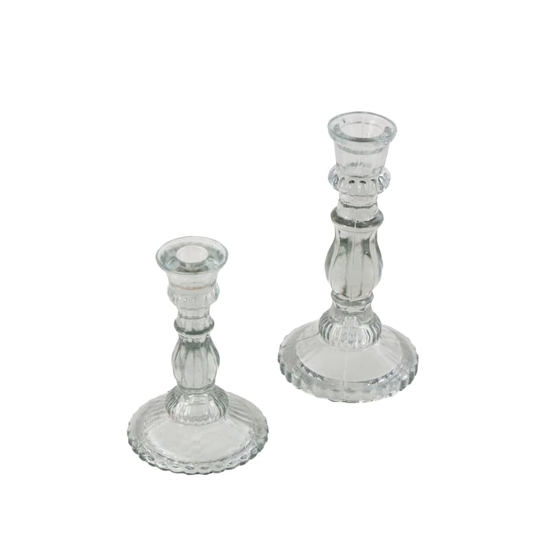 Glass Decorative Candle Holder - Set of 3 Clear - Roche River Decor