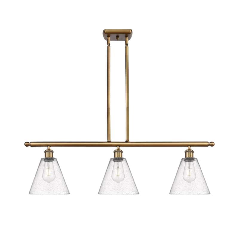Innovations Lighting Berkshire - 3 Light 36" Stem Hung Island Light - Brushed Brass/Seedy