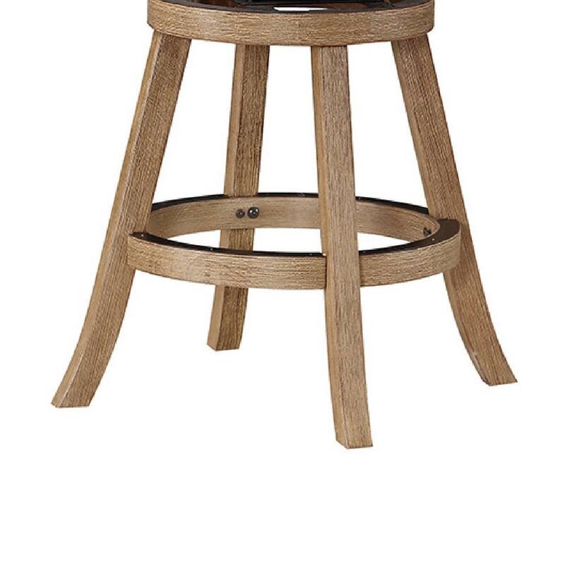 24 Inch Solid Wood Swivel Counter Stool, Slatted - 21.5 L x 18 W x 37.5 H