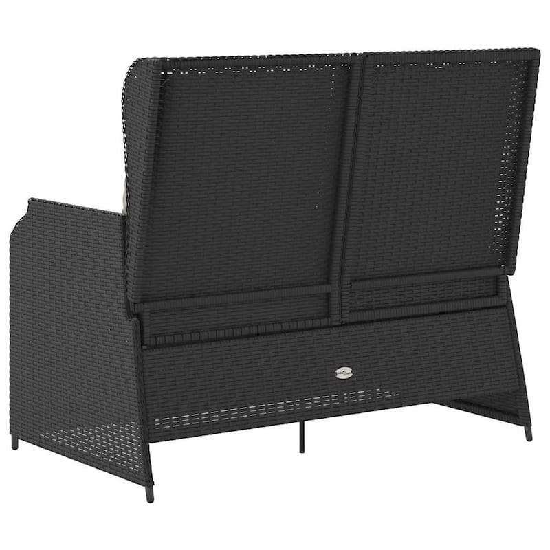 vidaXL Garden Bench with Cushion Brown Poly rattan - 26 x 43 x 37