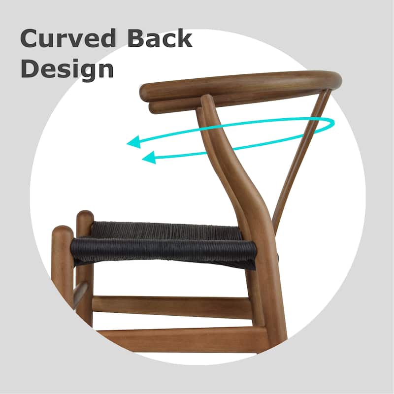 Solid Wood Countertop Height Barstool with Open Y Back Farmhouse Woven Organic Chair For Kitchen Bedroom Designer - N/A