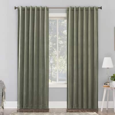 Sun Zero Amherst Velvet Noise Reducing Thermal Extreme Total Blackout Back Tab Curtain Panel, Single Panel