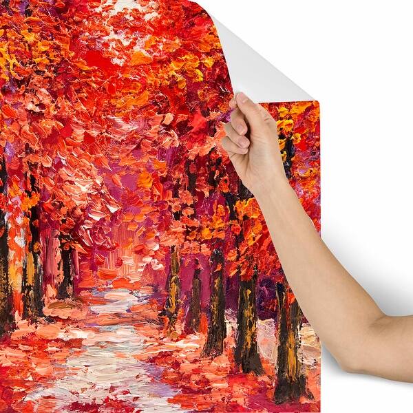 Shop Oil Painting Colorful Autumn Trees Printed Wall Mural 9 Ft H X 120 Inch W Overstock 31696889