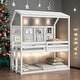 preview thumbnail 1 of 25, Twin House Loft Bed with Semi-enclosed Roof, Shelves and Ladder, White White