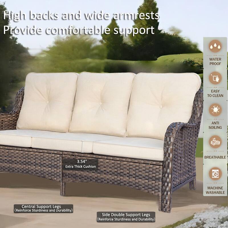 Patio Conversation Sets-Wicker Patio Furniture Sets with Swivel Chairs