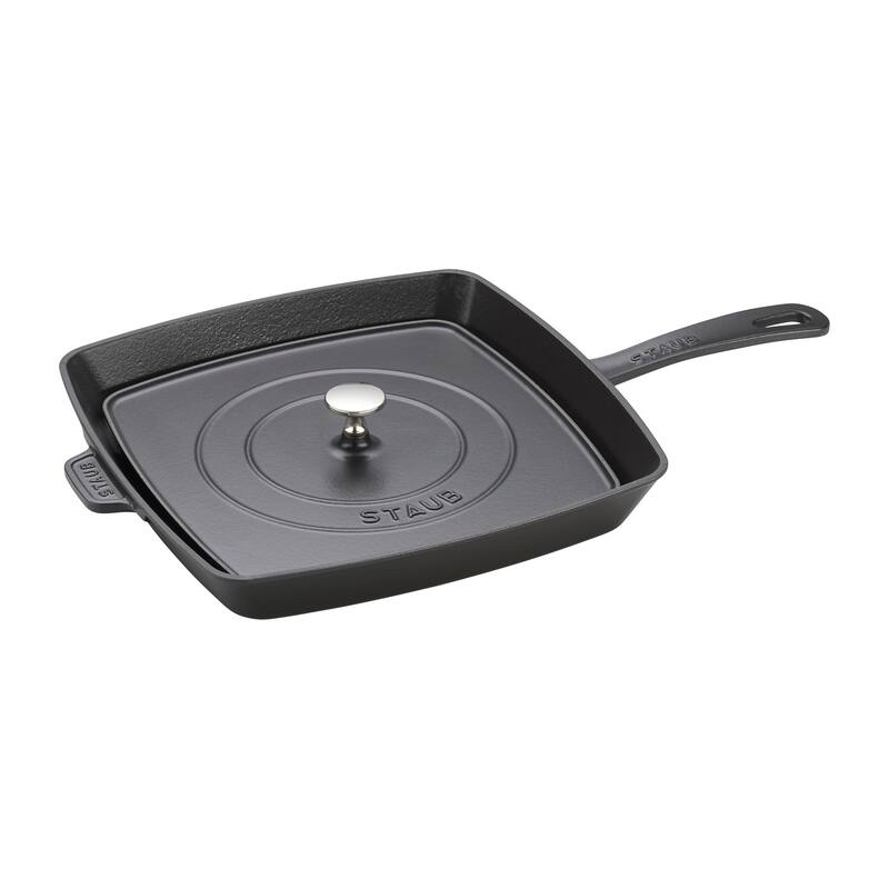 Staub Cast Iron 10.3-inch Square Grill Press - Matte Black (Fits 12-inch Grill Pan)