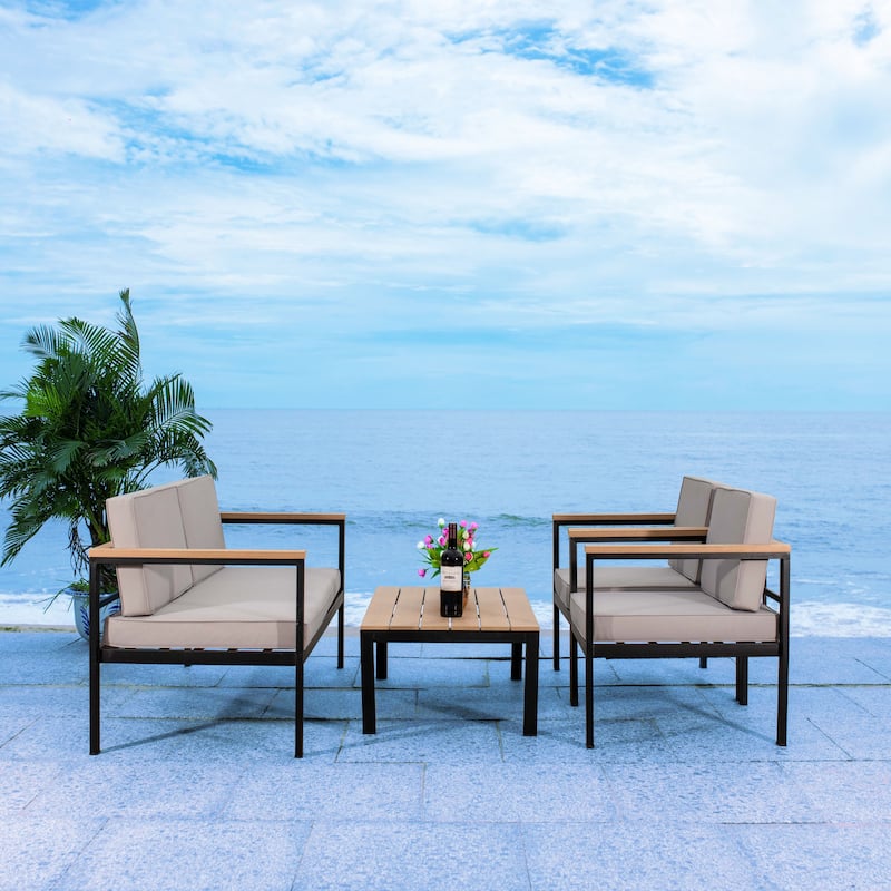 SAFAVIEH Outdoor Isabeau Cushion 4-Piece Living Set - 52W x 14D x 26H