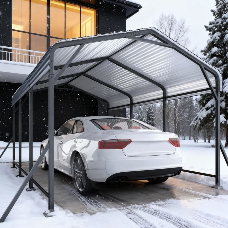EROMMY Heavy Duty Metal Carport with Extra Support Poles, UV & Waterproof Car Canopy for Outdoor Vehicle Shelter