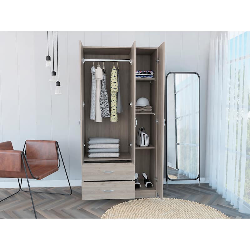 2-Drawer 3-Door Armoire