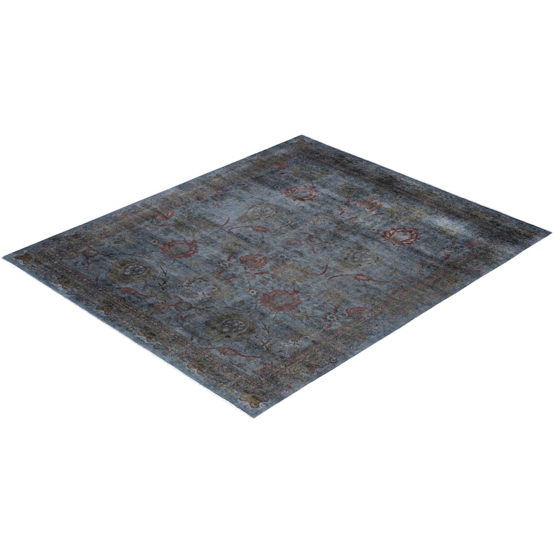 Overdyed One-of-a-Kind Hand-Knotted Area Rug - Gray - 8' 0" x 10' 0"