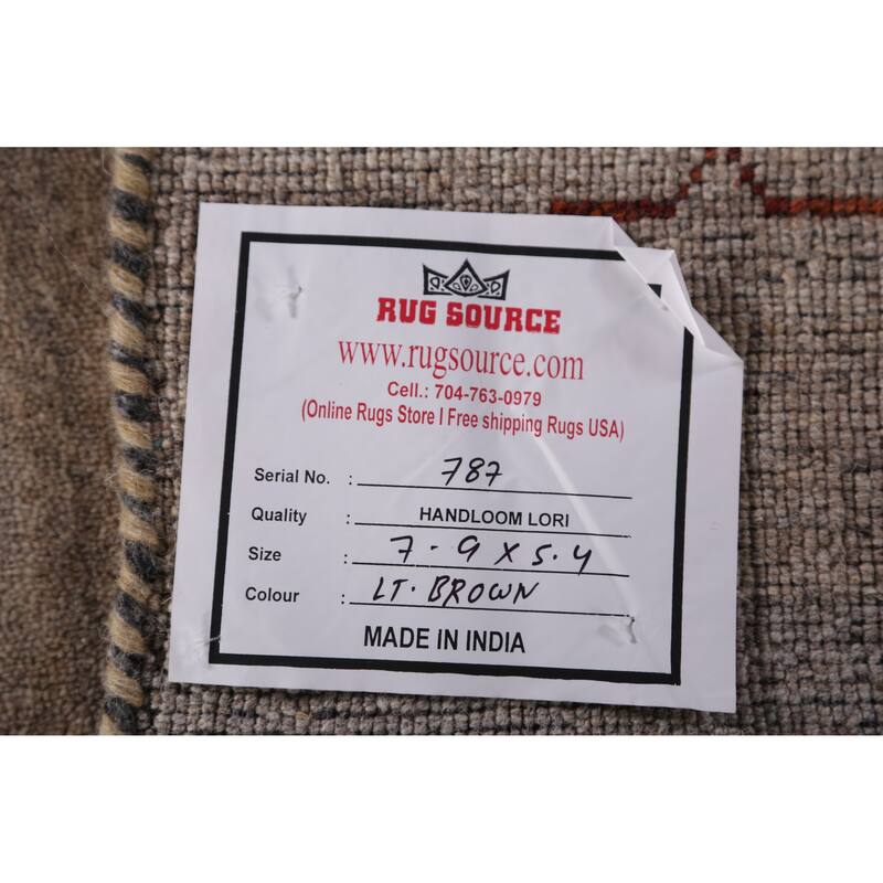 Hand Knotted Oriental 100% Wool Carpet Tribal Animal Pictorial Brown Gabbeh Area Rug - 7' 9'' X 5' 4''