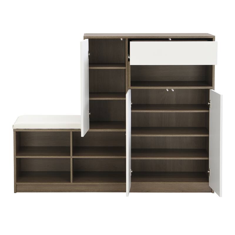 2-in-1 Shoe Storage Bench & Shoe Cabinets,Multi-functional Shoe Rack