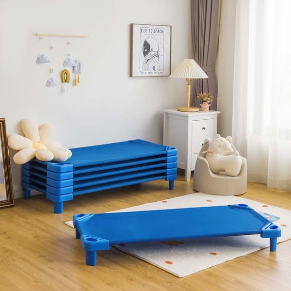 slide 2 of 8, 6-Pack Stackable Kids Naptime Cot Toddler Daycare Cots Rest Mat