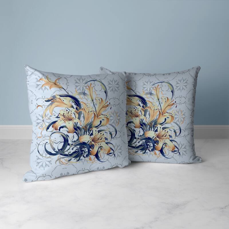 Lily Legends Faux Suede Reversible Throw Pillow Blue and Chestnut