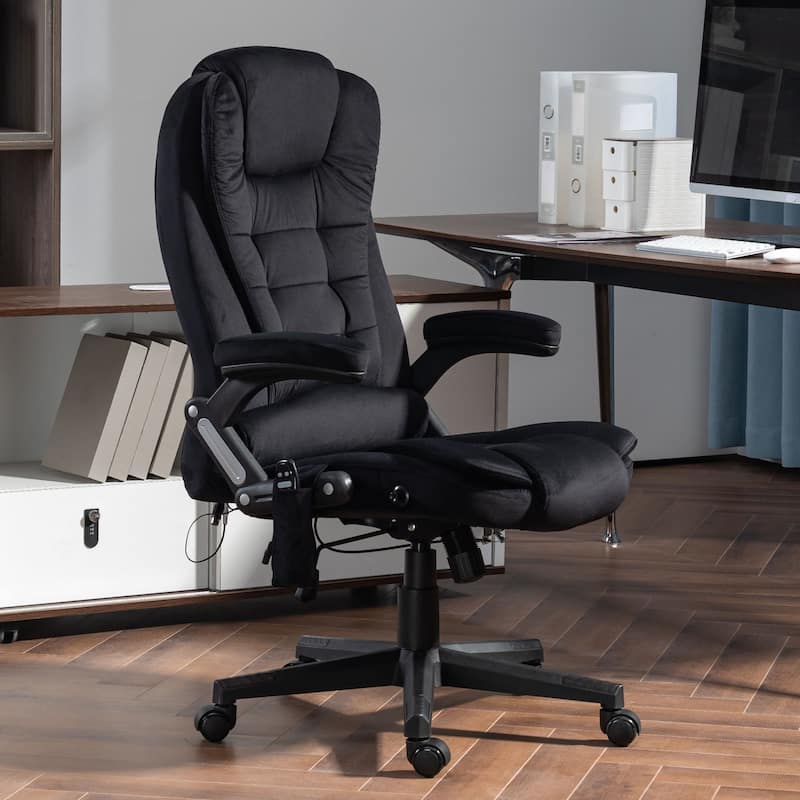 Office Chair with Heat & Massage, Velvet High Back Executive Office Chair, Computer Chair with Reclining Backrest & Remote