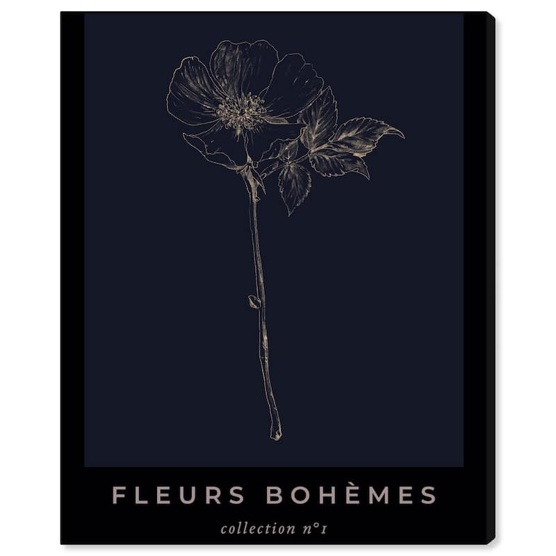 Wynwood Studio Canvas Floral and Botanical Fleurs Boheme Collection Black and French Country Wall Art Canvas Print