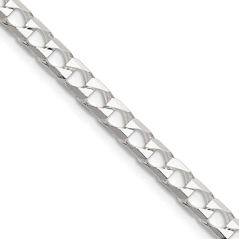 Curata 925 Sterling Silver Polished 5mm Flat Curb Link Chain Necklace for Men