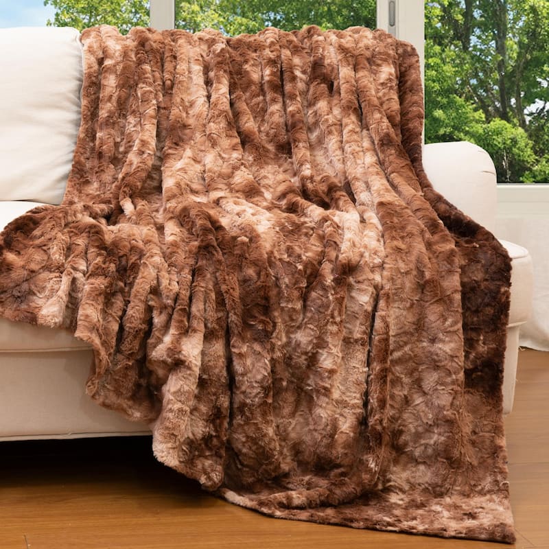 Cheer Collection Ultra Soft and Cozy Multi Colored Throw Blanket - 60x70 - White and Brown