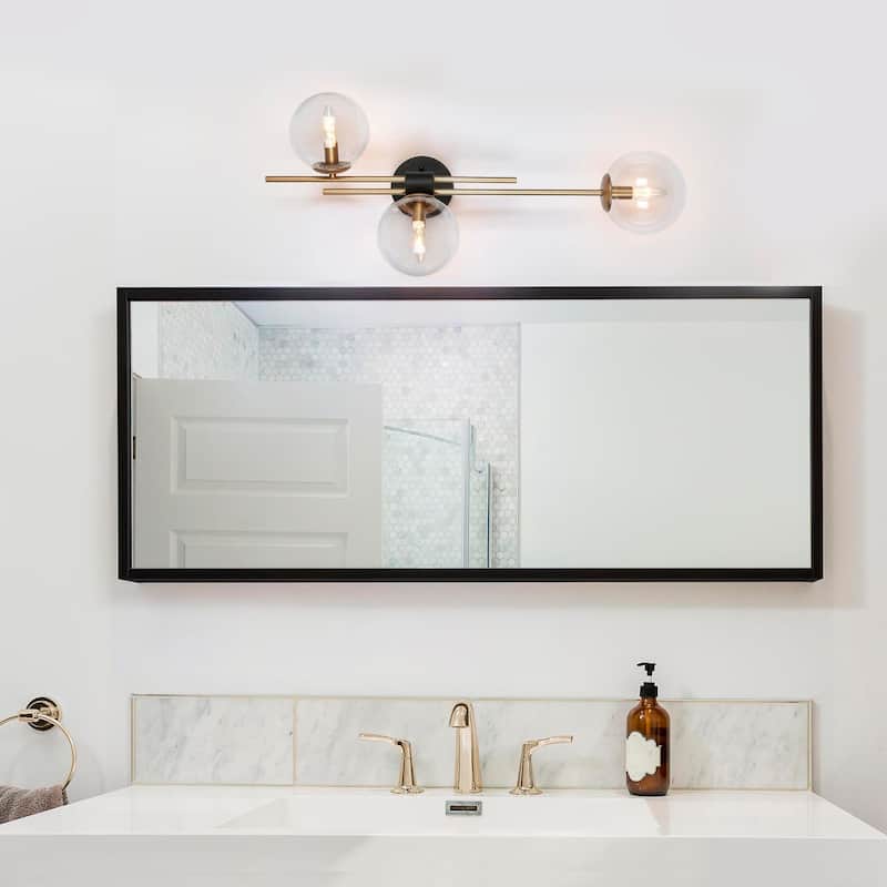 Bola Modern Gold 3-Light Chandelier Orb Glass Bathroom Vanity Lights ...