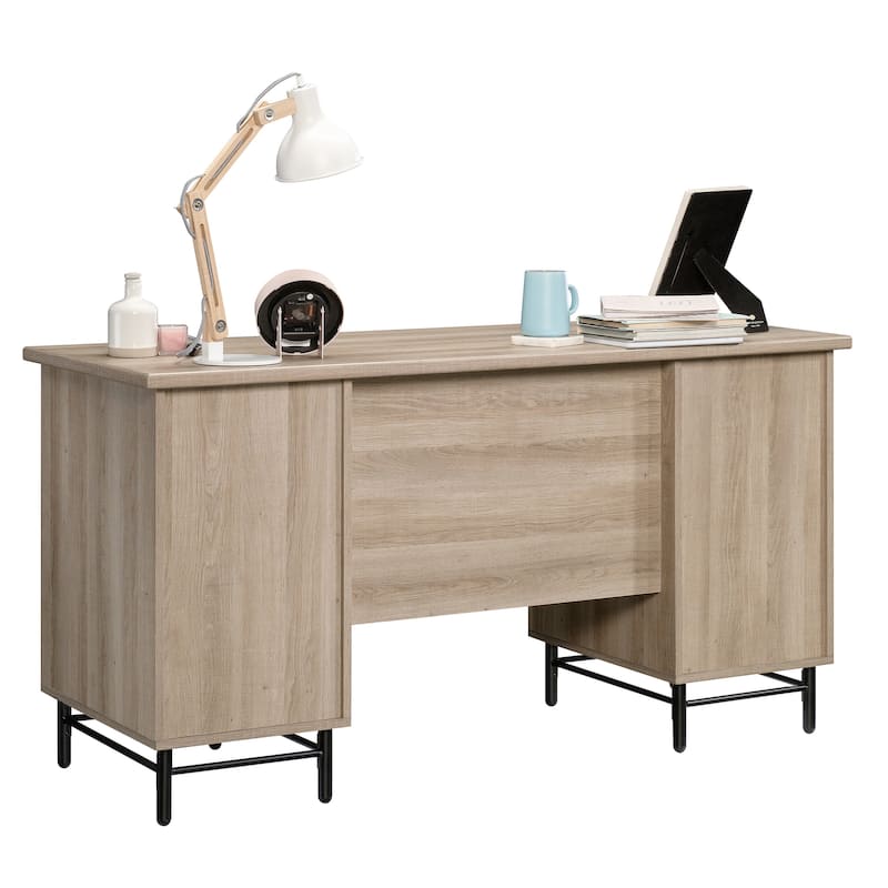 Wood Executive Desk with Large Desktop, Brown