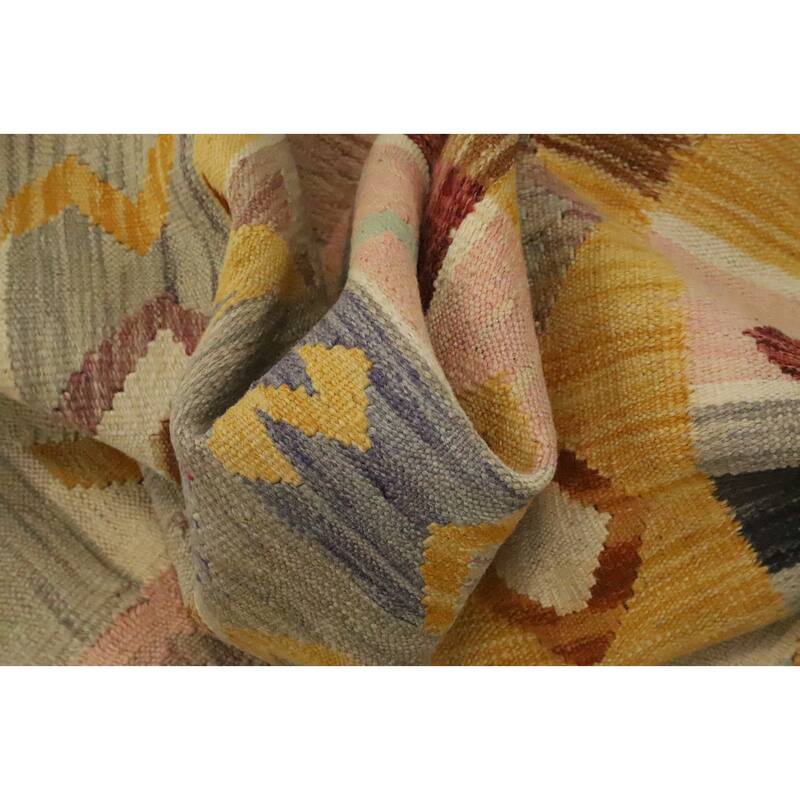 Hand Woven Oriental 100% Wool Carpet Southwestern Tribal Multi-Colored Kilim Area Rug - 5' 11'' X 4' 1''
