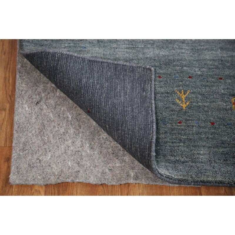 Hand Knotted Oriental 100% Wool Carpet Tribal Animal Pictorial Greys & Charcoal Gabbeh Area Rug - 7' 6'' X 5' 5''