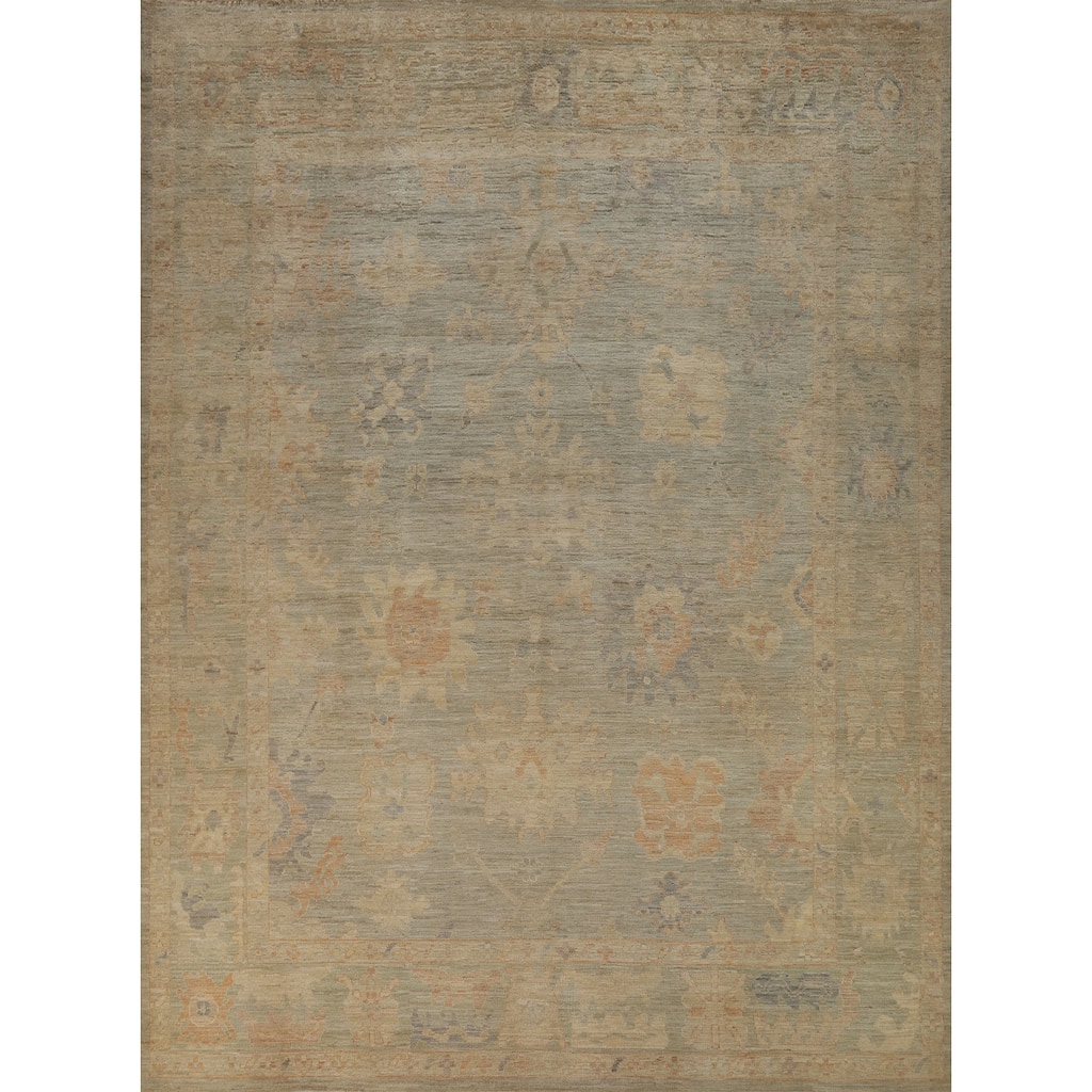 Vegetable Dye Oushak Turkish Rug Transitional Handmade Wool Carpet - 8'5"x 9'11"