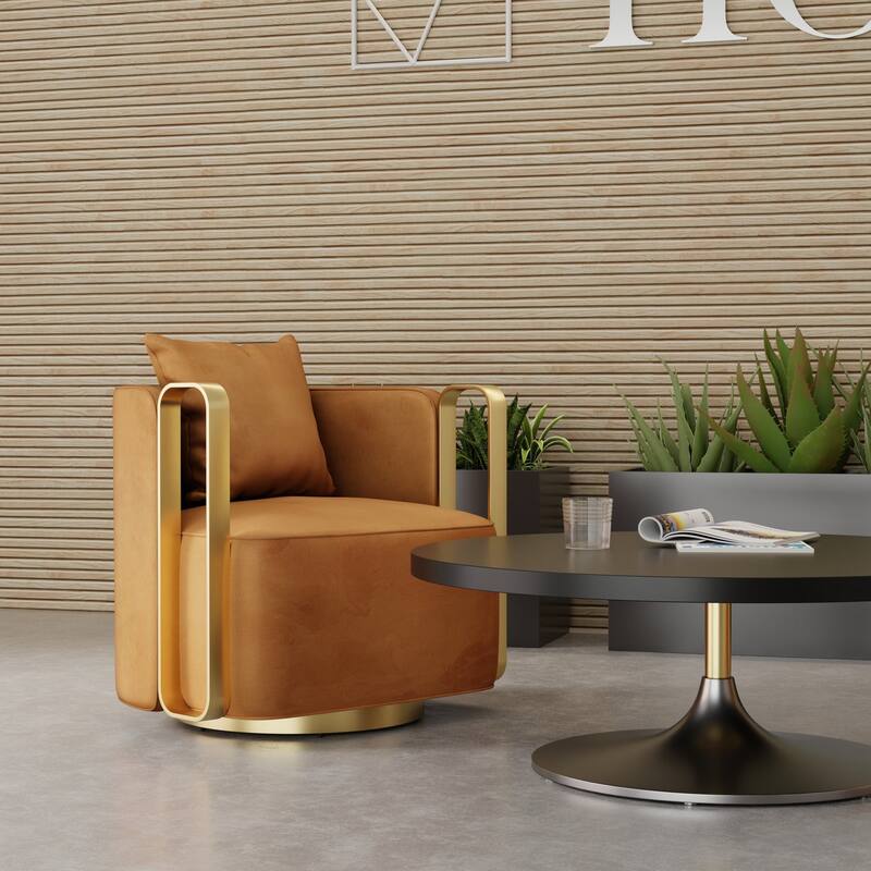 Accent Chair with Fabric cushion and Matte Gold Frame