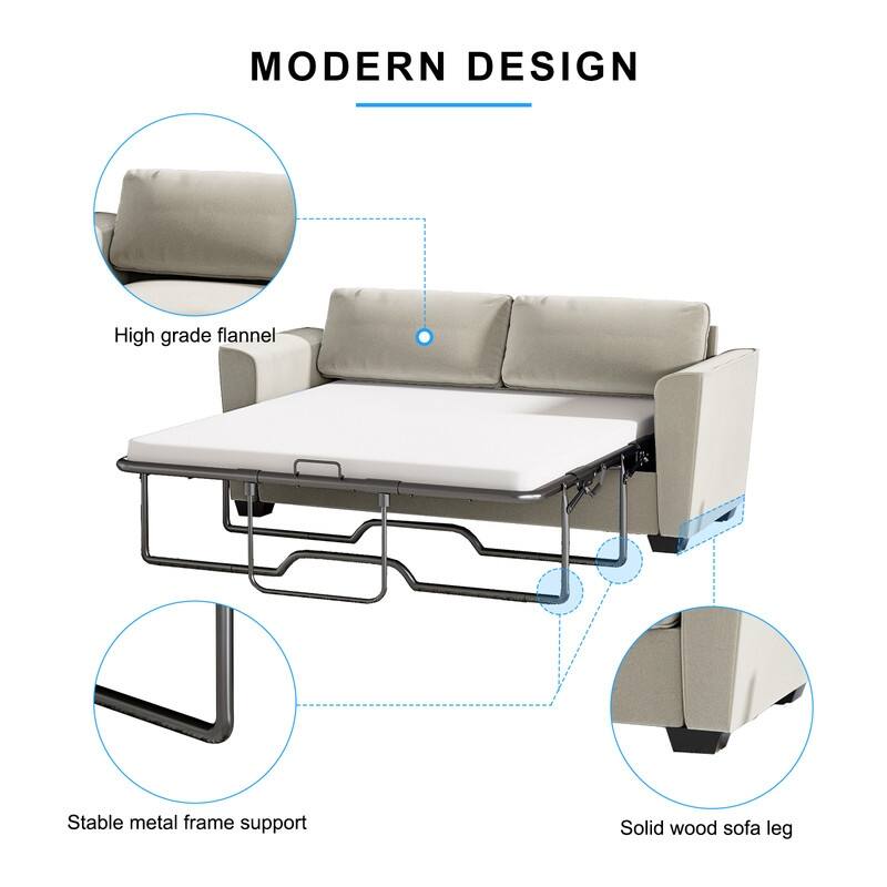 MIxoy Modern Velvet Queen Size 2-in-1 Pull Out Sleep Sofa Bed