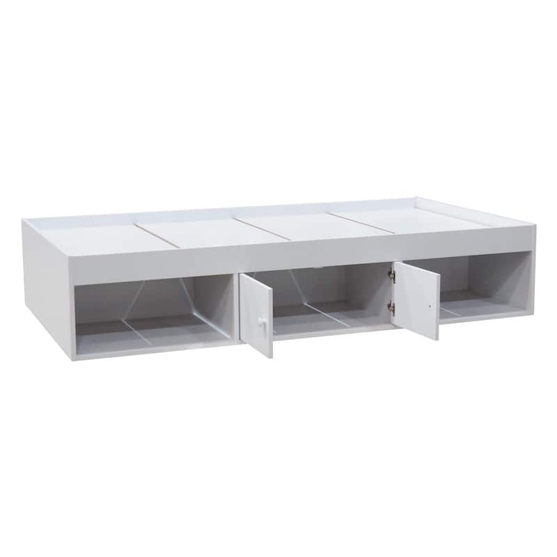 Twin Platform Bed with Storage, White