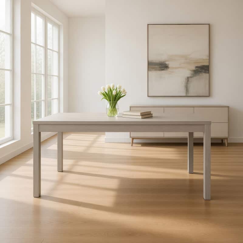 Giva Dining Table, Farmhouse Rectangular Natural Brown Wood 78 Inch